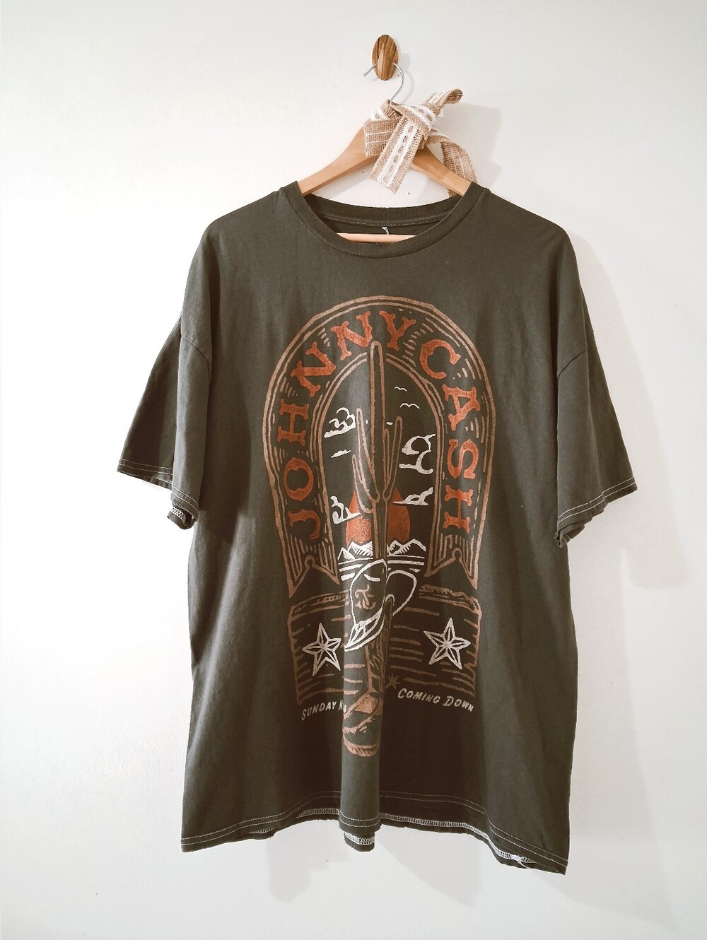 Urban Outfitters Johnny Cash Vintage Charcoal Black Western Graphic Tee S/M